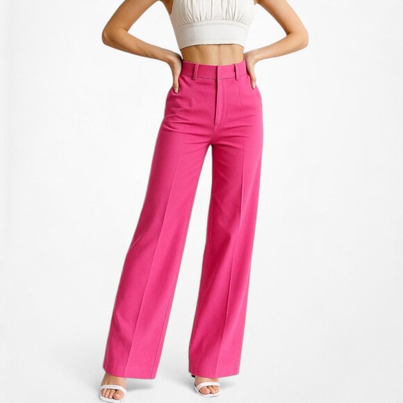 Zara Pink High Waisted Pink Straight Leg Pants Size XS/S - Picture 1 of 8